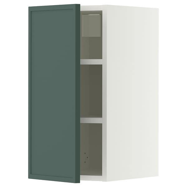 METOD Bovenkast met planken, wit/Aspudden donker grijsgroen, 30x60 cm