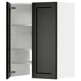 Moderne donkergrijze METOD kast met verstelbare legplanken en zwart frame.