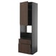 Moderne keukeneenheid: hoge, grijze, donkerbruine lade en deur, drie secties - verstelbare plank, lade, kast.