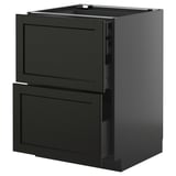 METOD zwarte keukenkast met twee uittrekbare lades, strak modern design.