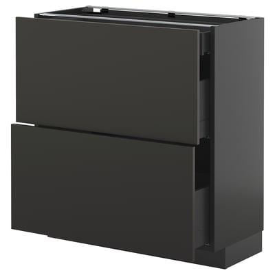 Modern zwart METOD keukenblok met twee lades, strak design, duurzaam spaanplaat.