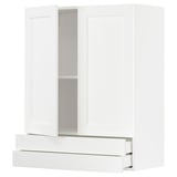 Wit METOD keukenblok met lades en kast.