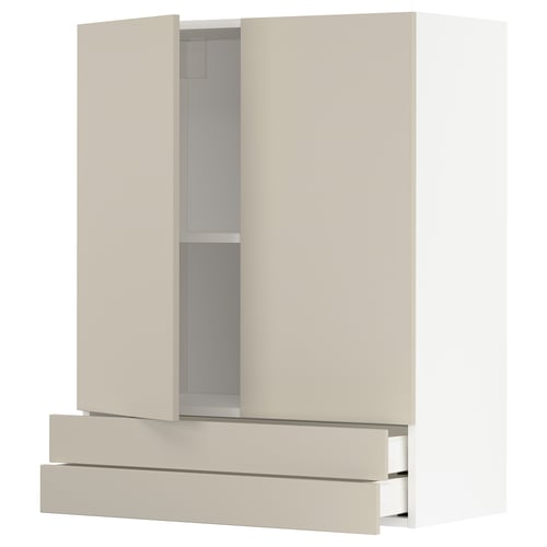 Beige METOD keukenkast met twee deuren en twee lades.