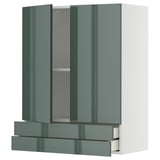 METOD wandkast in hoogglans grijsgroen met soft-close lades. Modern opbergontwerp voor de keuken.