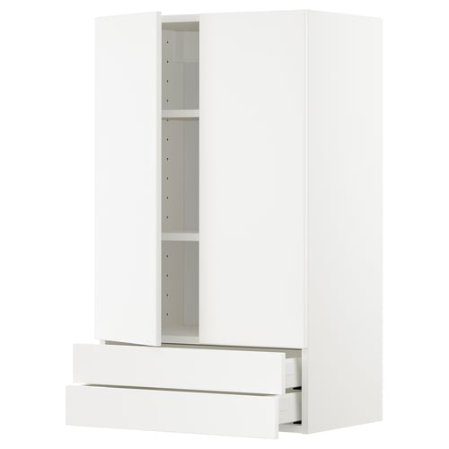 Witte METOD kast, glanzende afwerking, modern design, inclusief lades, verstelbare plank.