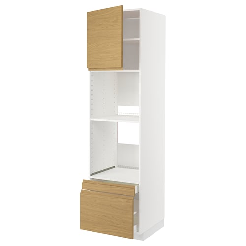 METOD kast: hout & wit, planken & laden, minimalistisch.