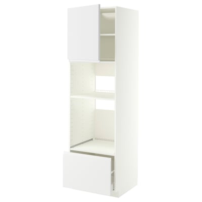 METOD / MAXIMERA Hoge kast voor inbouwapparatuur, wit/Voxtorp mat wit, 60x60x200 cm