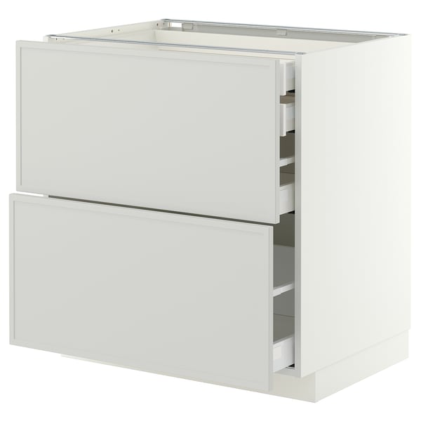 METOD / MAXIMERA Onderkast 2 front/2 lg/1 M/1 hg la, wit/Aspudden lichtgrijs, 80x60 cm