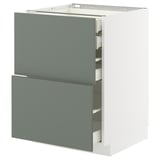 Een grijsgroene METOD kast met witte lades, onderdeel van het ikea keukensysteem.