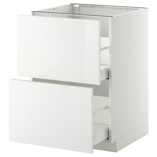 Ikea METOD witte glanzende kast met gladde lades.