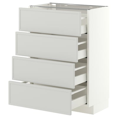 METOD / MAXIMERA Onderkast 4 fronten/4 lades, wit/Aspudden lichtgrijs, 60x37 cm