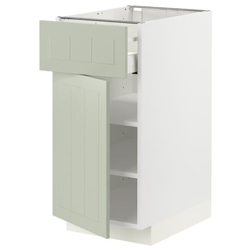 Ikea METOD keukenkast in het groen met verstelbare planken en gladde lade.