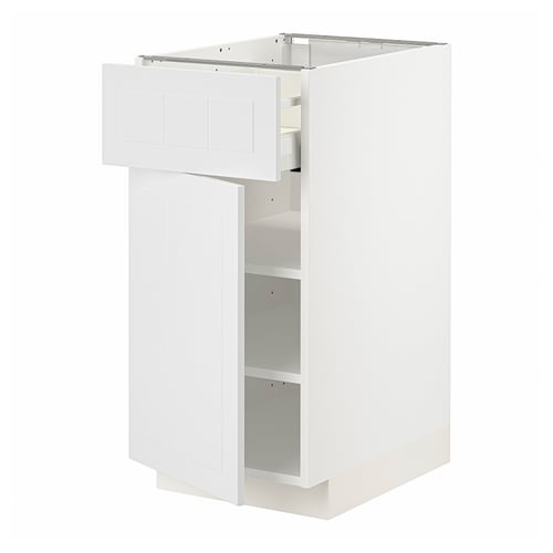 Witte METOD keukenkast met open lade, gladde afwerking, rechthoekige vorm.