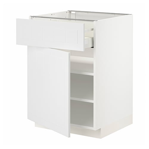 Witte METOD keukenkast, 3 planken, lade, wit. Modern, strak ontwerp.