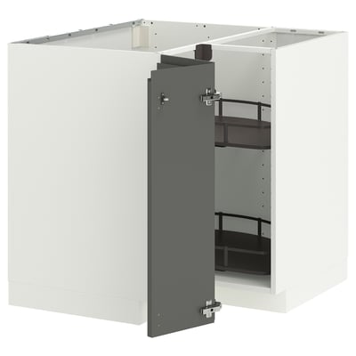 Moderne witte en grijze keukenkastset met verstelbare planken.