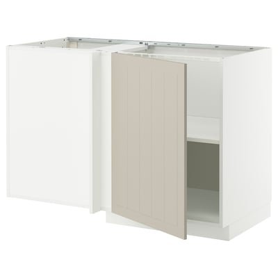 Ikea METOD keukenonderkast, beige, hout, rechthoekig, met een open deur die een binnenplank onthult.