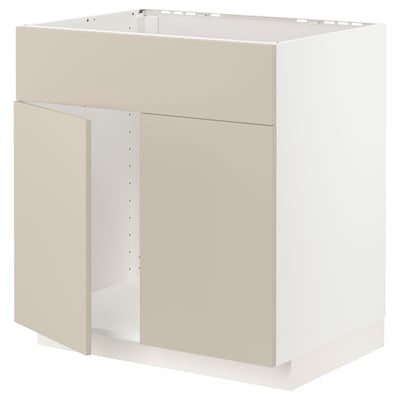 METOD keukenmeubel in beige met gladde afwerking.