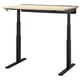 MITTZON: verstelbaar bureau. Zwart frame, houten blad. Rechthoekige vorm. Twee motoren.