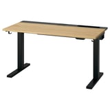 MITTZON bureau, licht houten blad & zwart metalen onderstel, in hoogte verstelbaar.