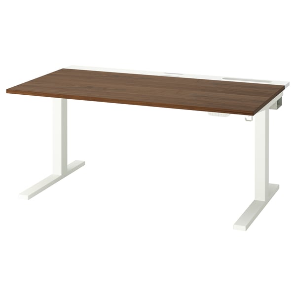 Mitzon bureau, houten blad, witte poten, verstelbaar.