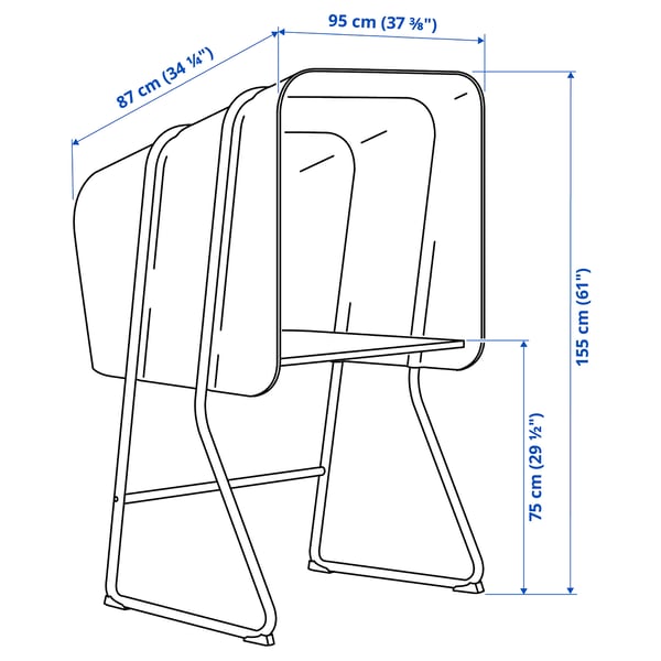 Illustratie met afmetingen voor het product: MITTZON.