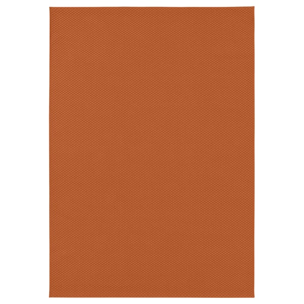 MORUM vloerkleed, terracotta, plat geweven, vierkant, eenvoudige textuur.