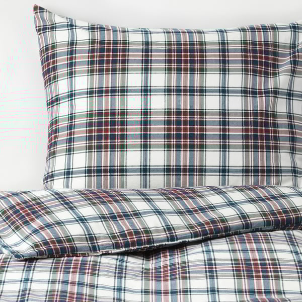 mossruta dekbedovertrek met 2 slopen veelkleurig ruit 240x220 50x60 cm ikea