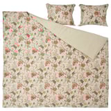 NÄSSELKLOCKA bedset, bloemen/beige, katoen-viscose, rechthoekig, elegant patroon.