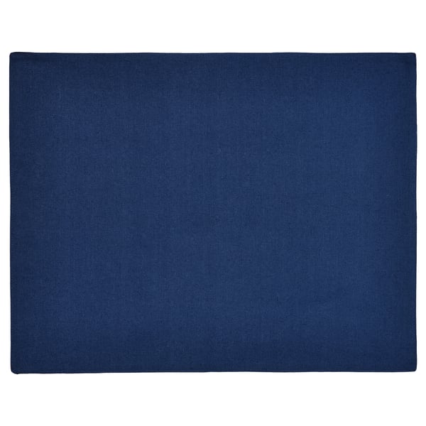 Een donkerblauwe rechthoekige NISSÖGA placemat gemaakt van katoen en jute, omkeerbaar met een gestructureerd ontwerp.