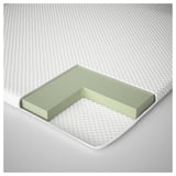 Dwarsdoorsnede van een matras met een traagschuimlaag, ingekapseld in een polyester ritssluiting en tikkende hoes.