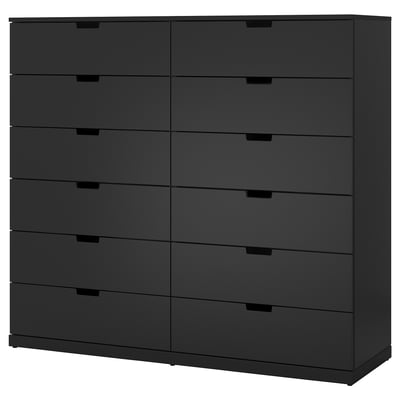 NORDLI: donkergrijs, brede kist met 9 lades. Modern, minimalistisch ontwerp voor voldoende opbergruimte.
