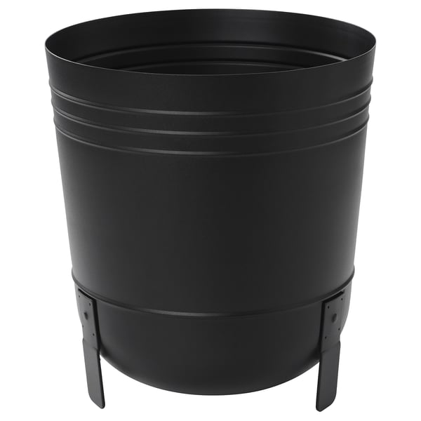 Zwarte ketel met poten, staal.