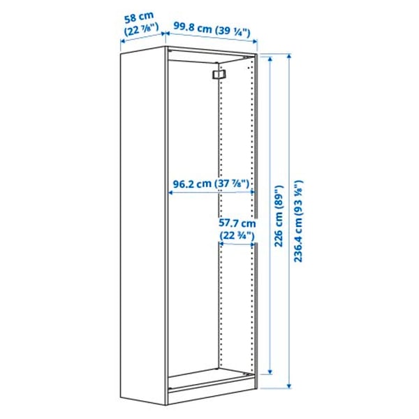 bellen schaduw auteur PAX Basiselement kledingkast, wit, 100x58x236 cm - IKEA België