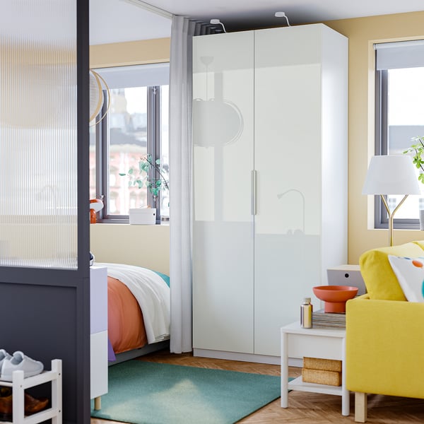 PAX / FARDAL Kledingkastcombinatie, wit hoogglans wit/wit, 100x60x236 cm