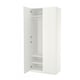 Optie: Witte PAX kledingkast, minimalistisch design. Twee deuren openen naar ophangstang en plank.