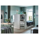 PLATSA Bedframe met 2 deuren+3 lades, wit/Fonnes, 142x244x163 cm