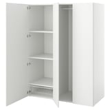 Witte PLATSA opbergkast met verstelbare planken en ophangstang.