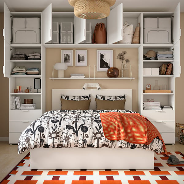 PLATSA Kledingkast met 7 deuren + 6 lades, wit/Fonnes wit, 300x42x241 cm