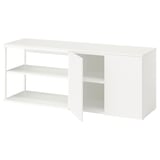 Wit PLATSA opbergmeubel met open planken en deuren, modern minimalistisch design.