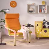 POÄNG Fauteuil, berkenfineer/Knisa helderoranje