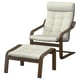 POÄNG Fauteuil en voetenbank, walnootpatroon/Gunnared beige