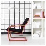 POÄNG Fauteuil met lage rugleuning, rood/Vissle zwart