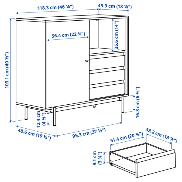 Illustratie met afmetingen voor het product: RÅDMANSÖ.
