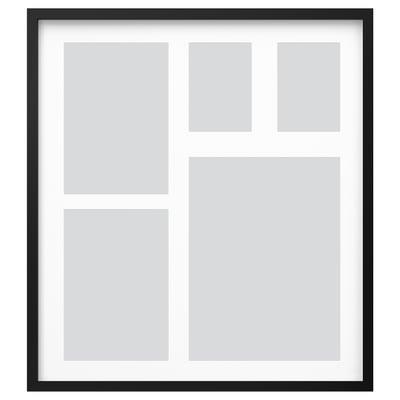 Zwarte RÖDALM fotolijst met vier openingen, modern design voor het weergeven van foto's.