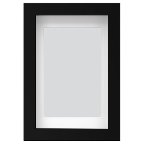 Zwarte RÖDALM fotolijst met doorzichtige kunststof voorkant, ontworpen voor verschillende fotoplaatsingen; Modern, veelzijdig en veilig.