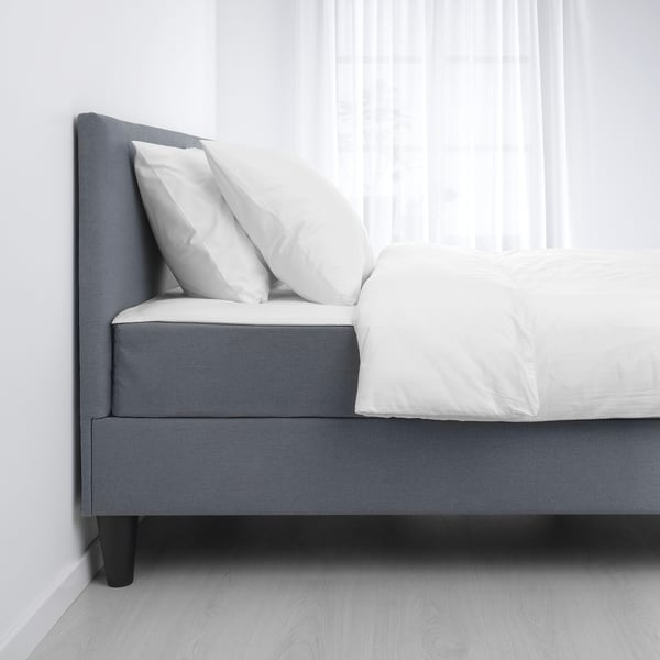 SÄBÖVIK boxspring grijs/stevig 204 cm 160 cm 90 cm 200 cm 160 cm