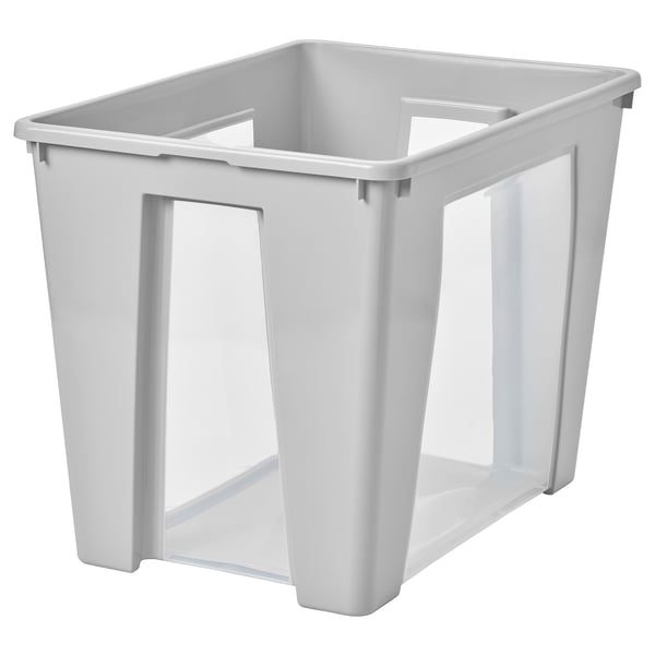 SAMLA Bak, transparant/lichtgrijs, 56x39x42 cm/65 l