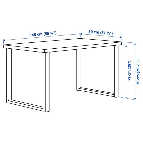 SKÅLSTA Tafel en 4 stoelen, eikenpatroon U-vormig zwart-grijs/kunststof zwart metaal met profiel/zwart-grijs, 140x80 cm