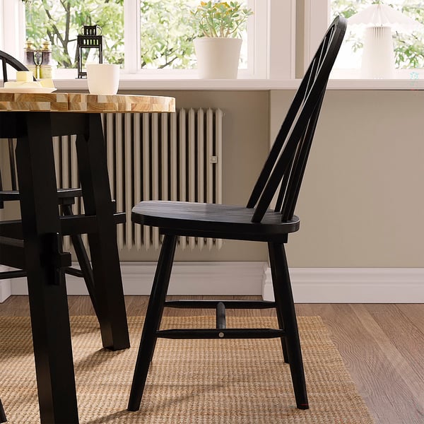 SKOGSTA Tafel en 4 stoelen, acacia/zwart/zwart, 120 cm