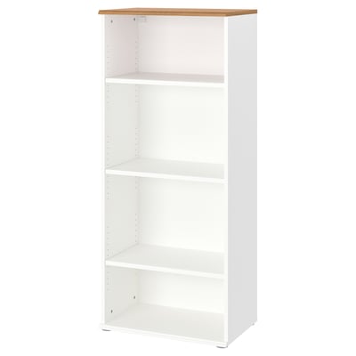 SKRUVBY witte boekenkast, 3 planken, eiken blad, modern traditioneel design.